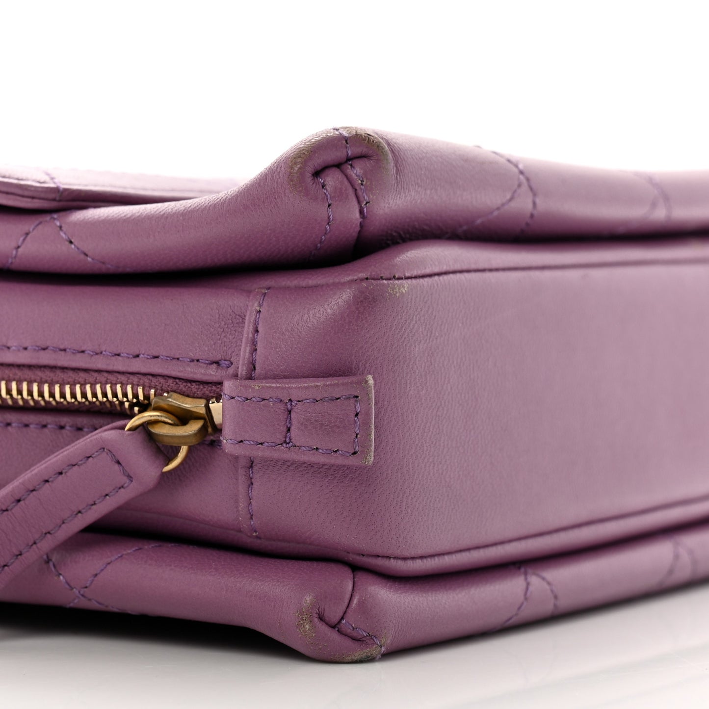 Lambskin Sleek And Chic Flap Purple
