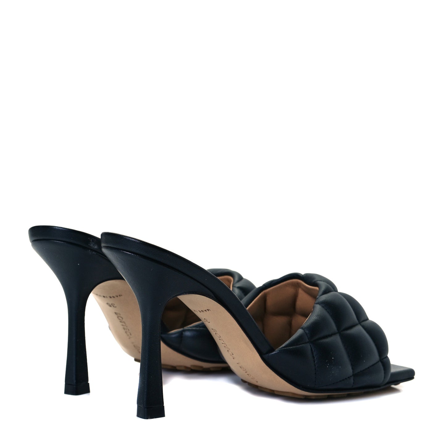 Nappa Matelasse Padded Mule Sandals 35 Black