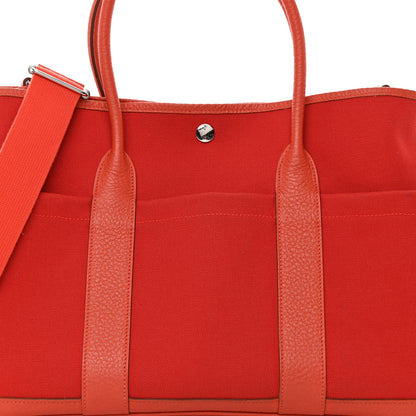 Hermes Toile Militaire Vache Country Garden Party Pockets 36 MM Rouge Tomate Capucine 9 of 17