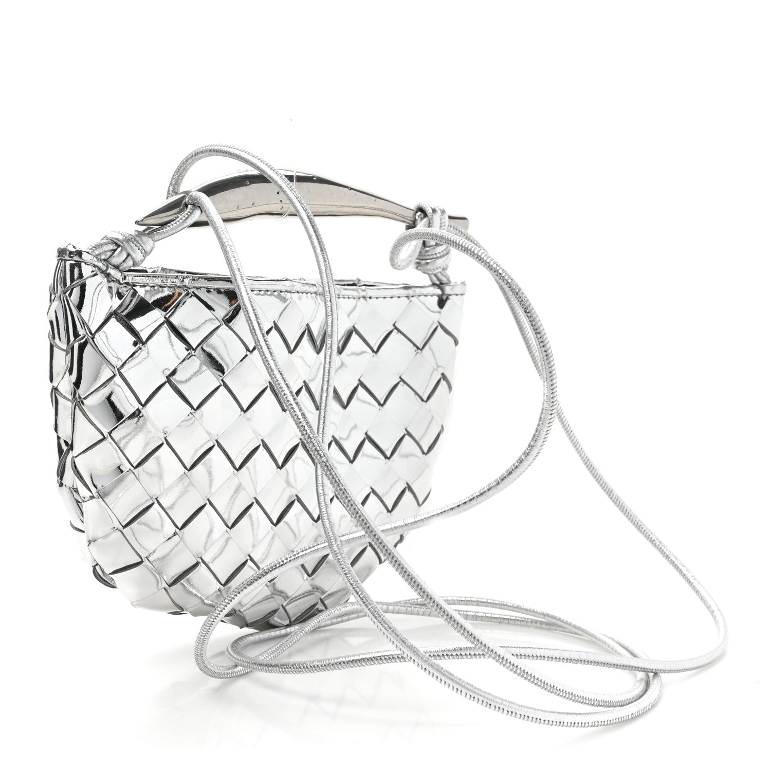 Bottega Veneta Mirror Laminated Nappa Intrecciato Mini Sardine Bag Silver 3 of 10