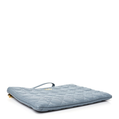 Christian Dior Supple Calfskin Cannage Large Caro Daily Pouch Cloud Blue 4 of 11