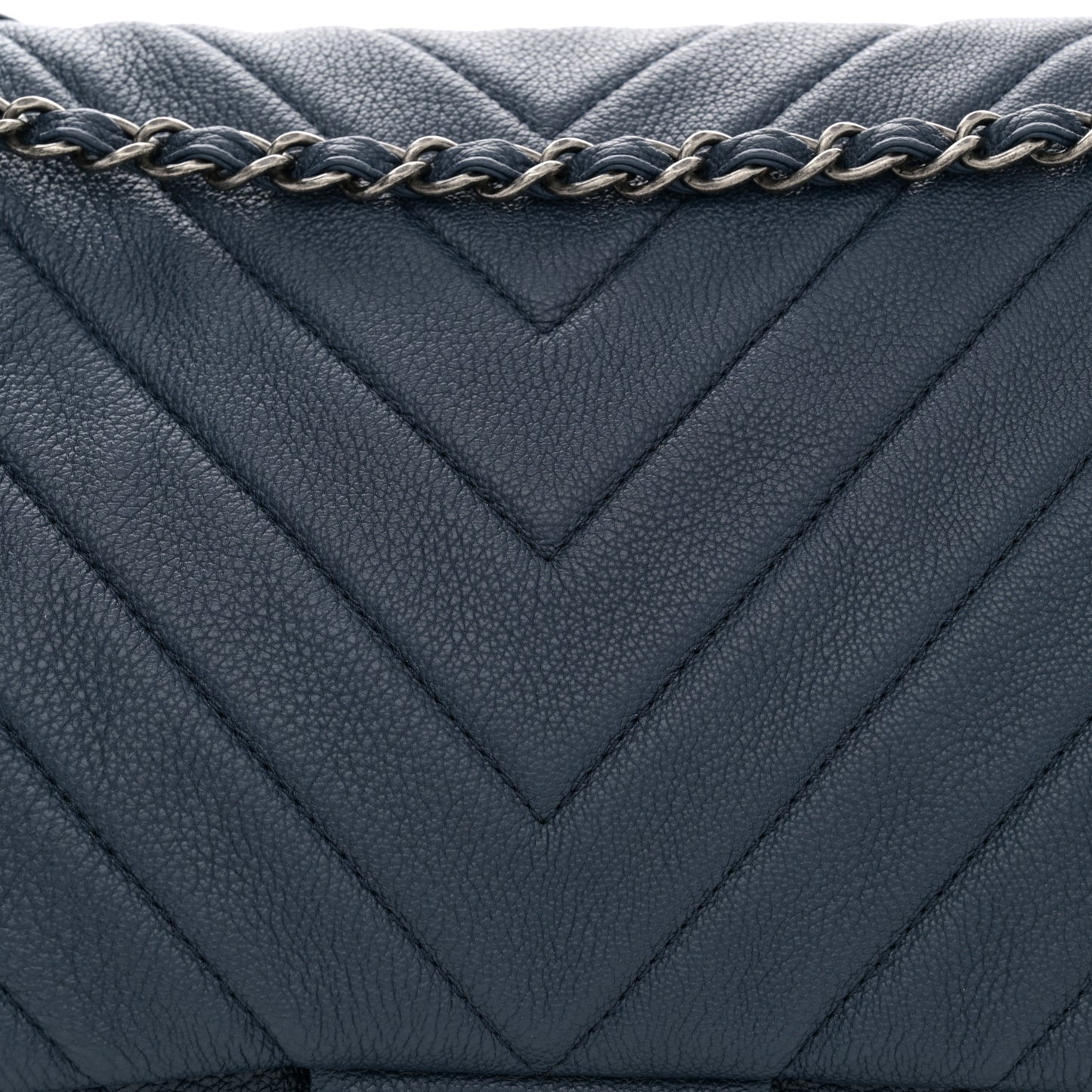 Calfskin Chevron Quilted XXL Travel Flap Bag Blue