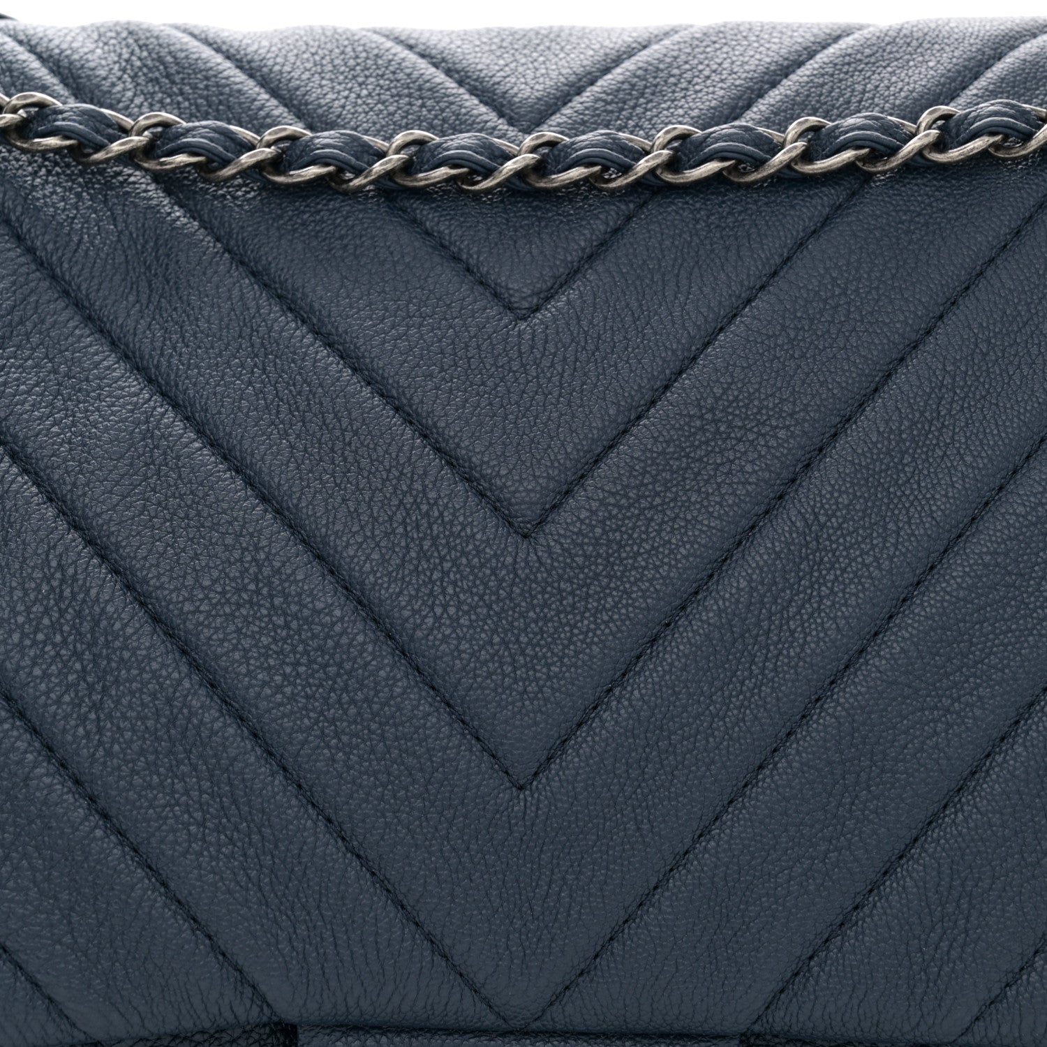 Chanel Calfskin Chevron Quilted XXL Travel Flap Bag Blue 8 of 10