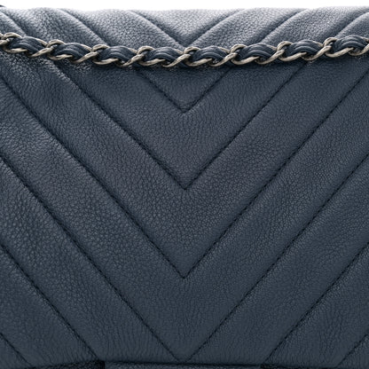 Chanel Calfskin Chevron Quilted XXL Travel Flap Bag Blue 8 of 10