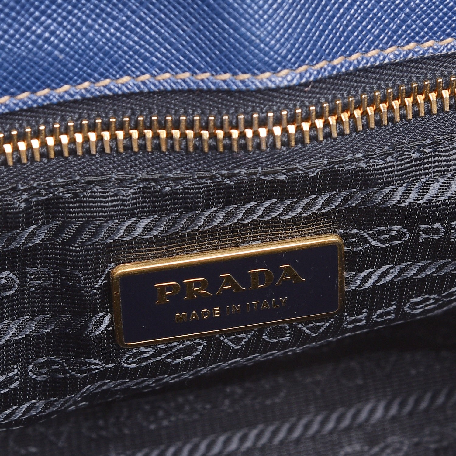 Prada Saffiano Perforated Pushlock Flap Bag Blue 6 of 7