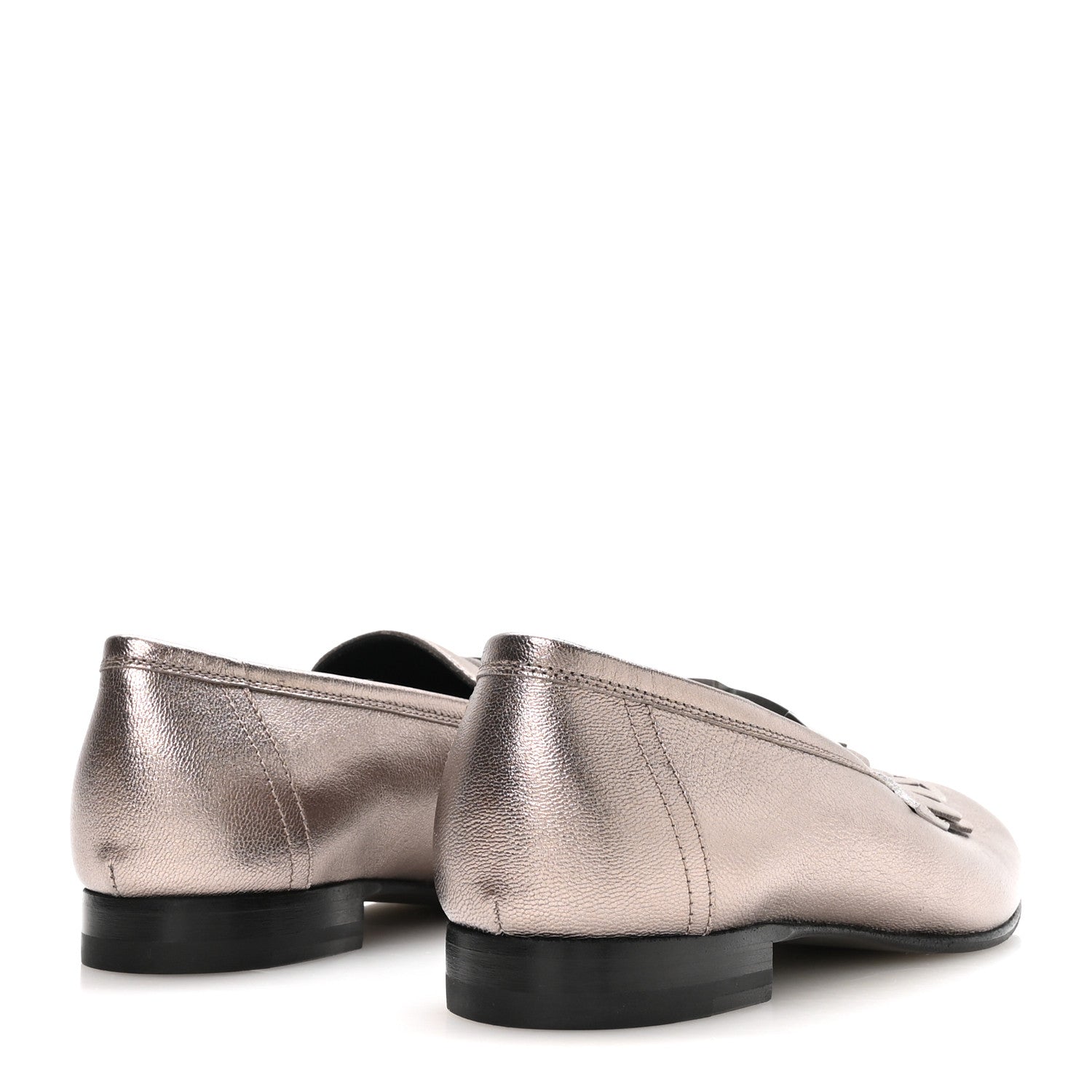 Hermes Metallic Goatskin Womens Royal Loafers 37.5 Champagne 5 of 8
