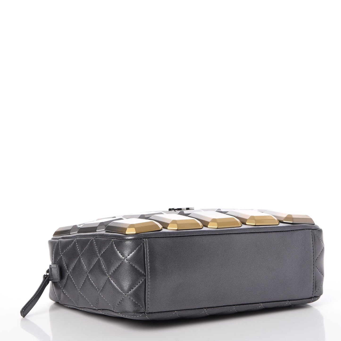Metallic Lambskin Plexiglass Evening Art Camera Case Silver
