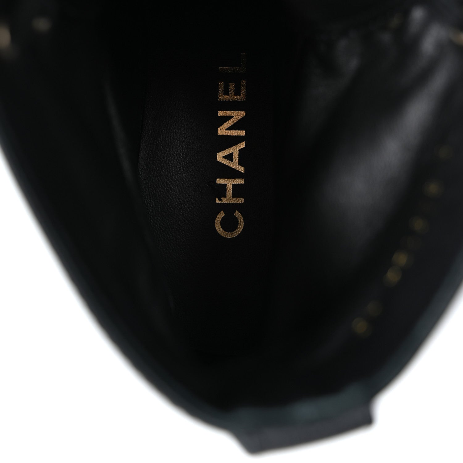 Chanel Grained Calfskin Shiny Calfskin CC Lace Up Combat Boots 40 Black 7 of 14