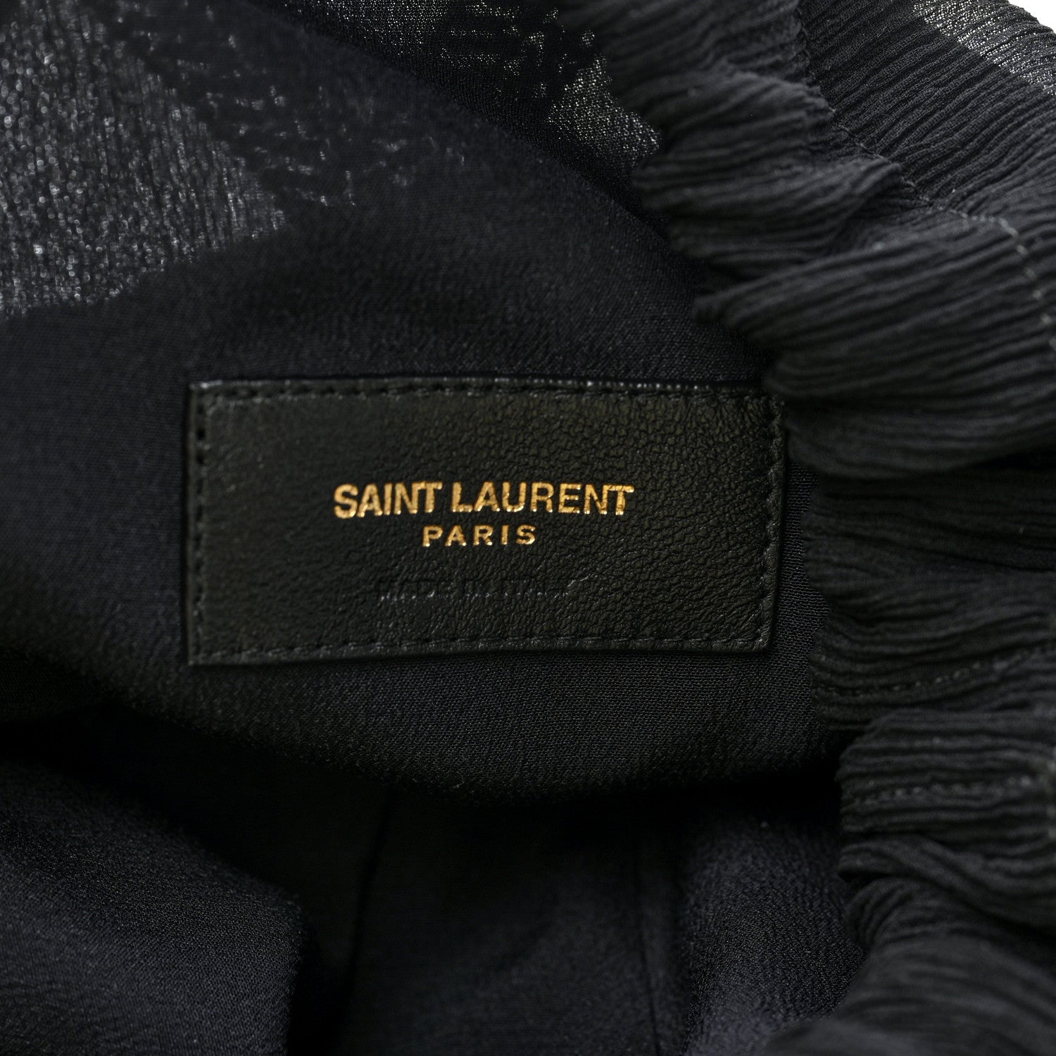 Saint Laurent Chiffon Silk Crepe Beaded Pochon Broderie Bag Black 8 of 16