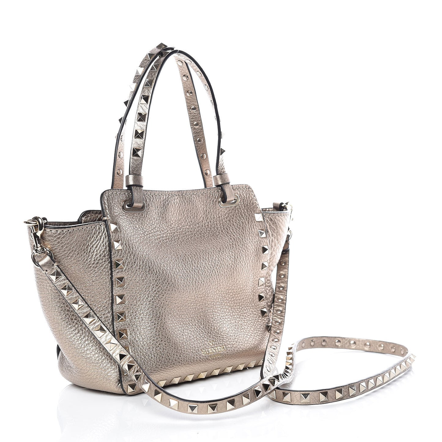 Metallic Alce Printed Calfskin Mini Rockstud Tote Sasso
