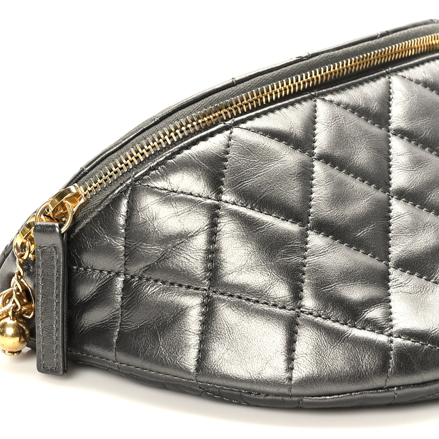 Chanel Metallic Calfskin Pearl Quilted CC Belt Bag Ruthenium 8 of 10