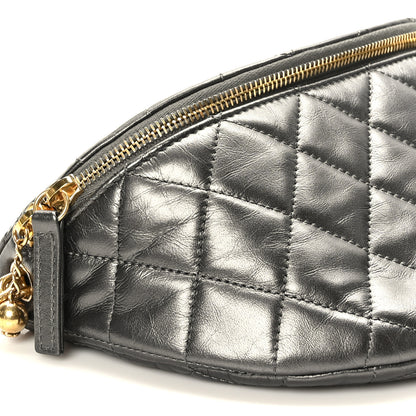 Chanel Metallic Calfskin Pearl Quilted CC Belt Bag Ruthenium 8 of 10