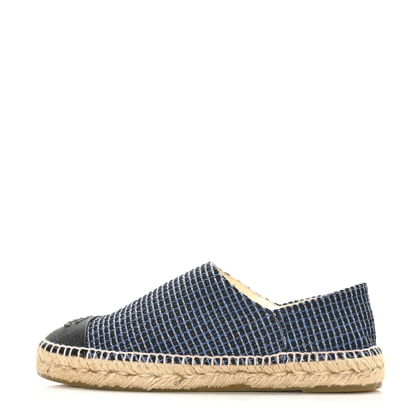 Grained Calfskin Tweed CC Espadrilles 40 Black Blue