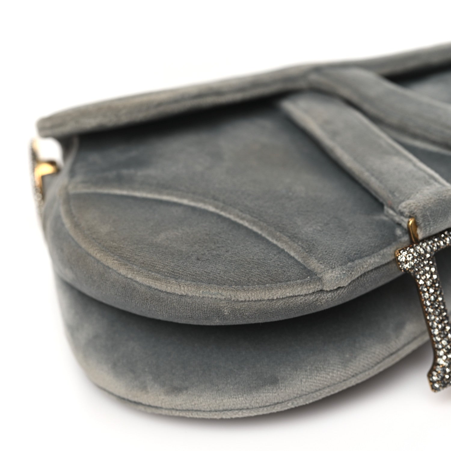Christian Dior Velvet Crystal Mini Saddle Bag Grey 9 of 10