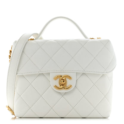 Chanel Caviar Quilted Handy Box Vanity Case White 1 of 12