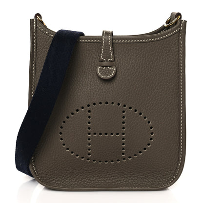 Hermes Taurillon Clemence Amazone Evelyne TPM Etoupe Bleu Indigo 1 of 11
