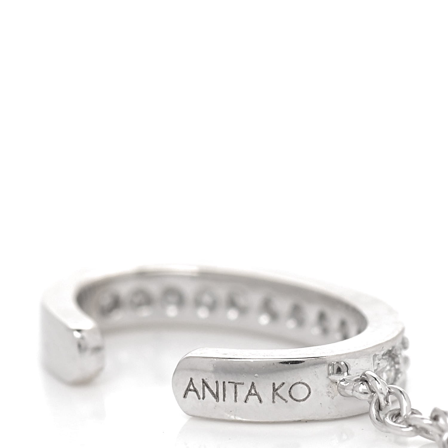 Anita Ko 18K White Gold Diamond Chain Ear Cuff Earring 3 of 4
