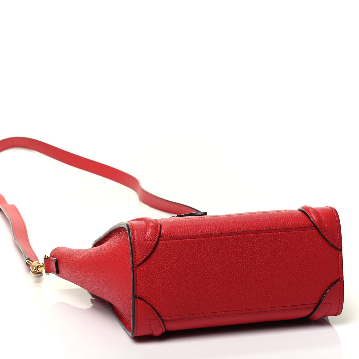 Celine Drummed Calfskin Nano Luggage Red 3 of 4