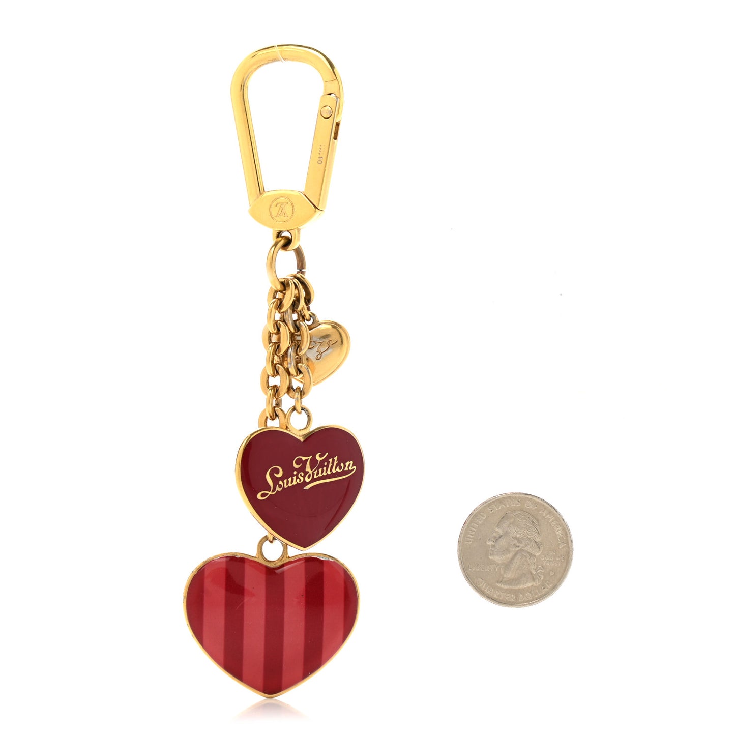 Rayures Coeur Bag Charm Key Holder Pomme D'Amour