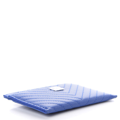 Chanel Caviar Chevron Quilted Card Holder Bright Blue 4 of 8
