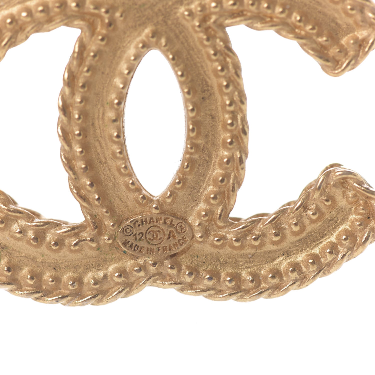 Chanel CC Drop Earrings Matte Gold 3 of 4
