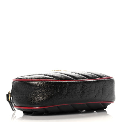 Gucci Azalea Calfskin Matelasse Diagonal Torchon GG Marmont Belt Bag 105 42 Black Romantic Cerise 4 of 13