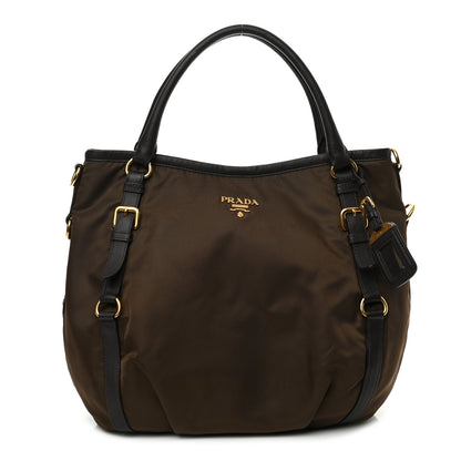 Prada Tessuto Nylon Soft Calf Small Tote Bruciato 1 of 8