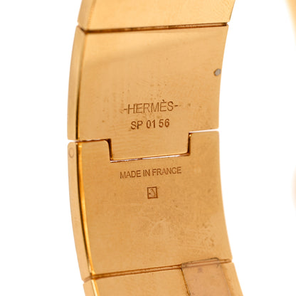 Hermes Lizard Charniere Cuir Wide Hinged Bracelet M Ombre 4 of 5