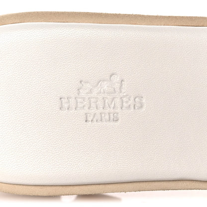 Hermes Calfskin Cork Eze 30 Sandals 39 White 7 of 9