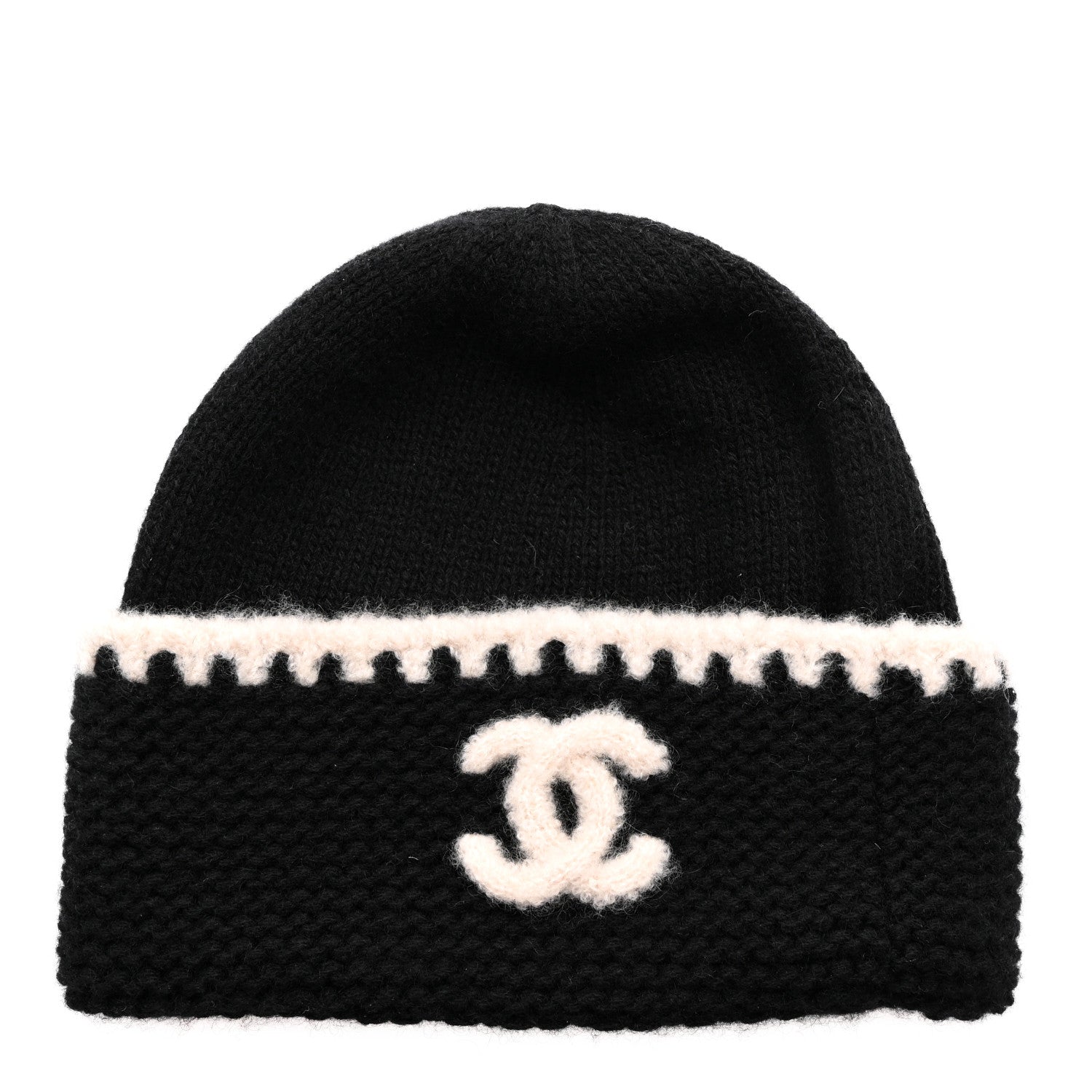 Chanel Cashmere CC Logo Beanie Hat Black 1 of 4