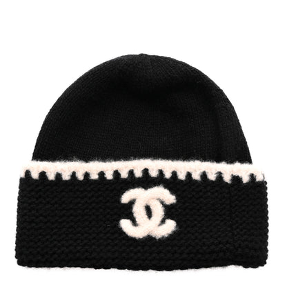 Chanel Cashmere CC Logo Beanie Hat Black 1 of 4