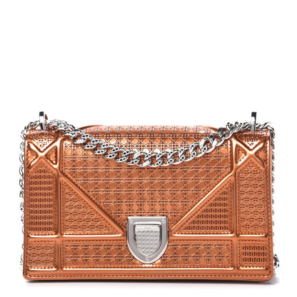 Christian Dior Metallic Patent Micro-Cannage Mini Diorama Flap Bag Orange 1 of 9