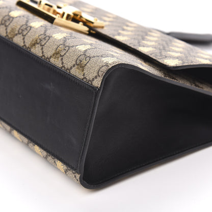 Gucci GG Supreme Monogram Bees Medium Padlock Shoulder Bag Beige Oro Black 10 of 12