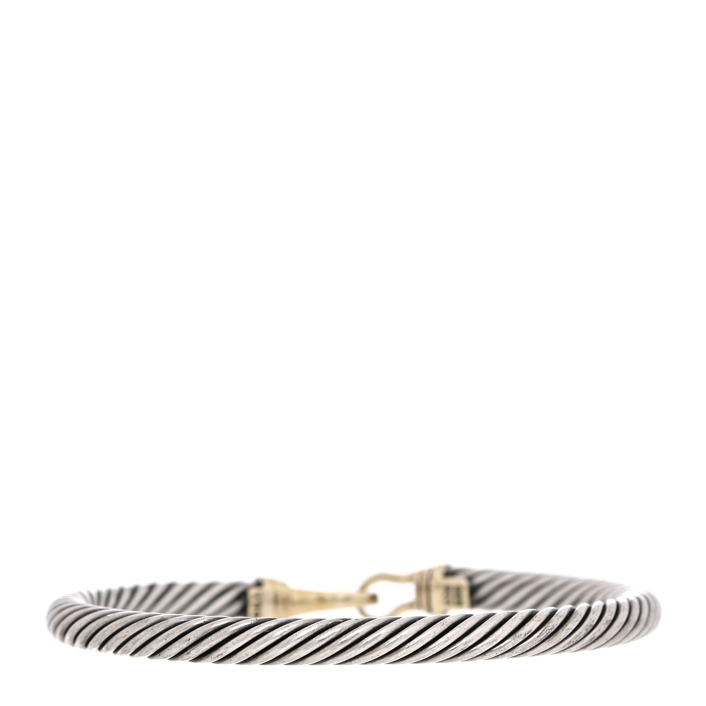 Sterling Silver 14K Yellow Gold 5mm Cable Classic Buckle Bracelet