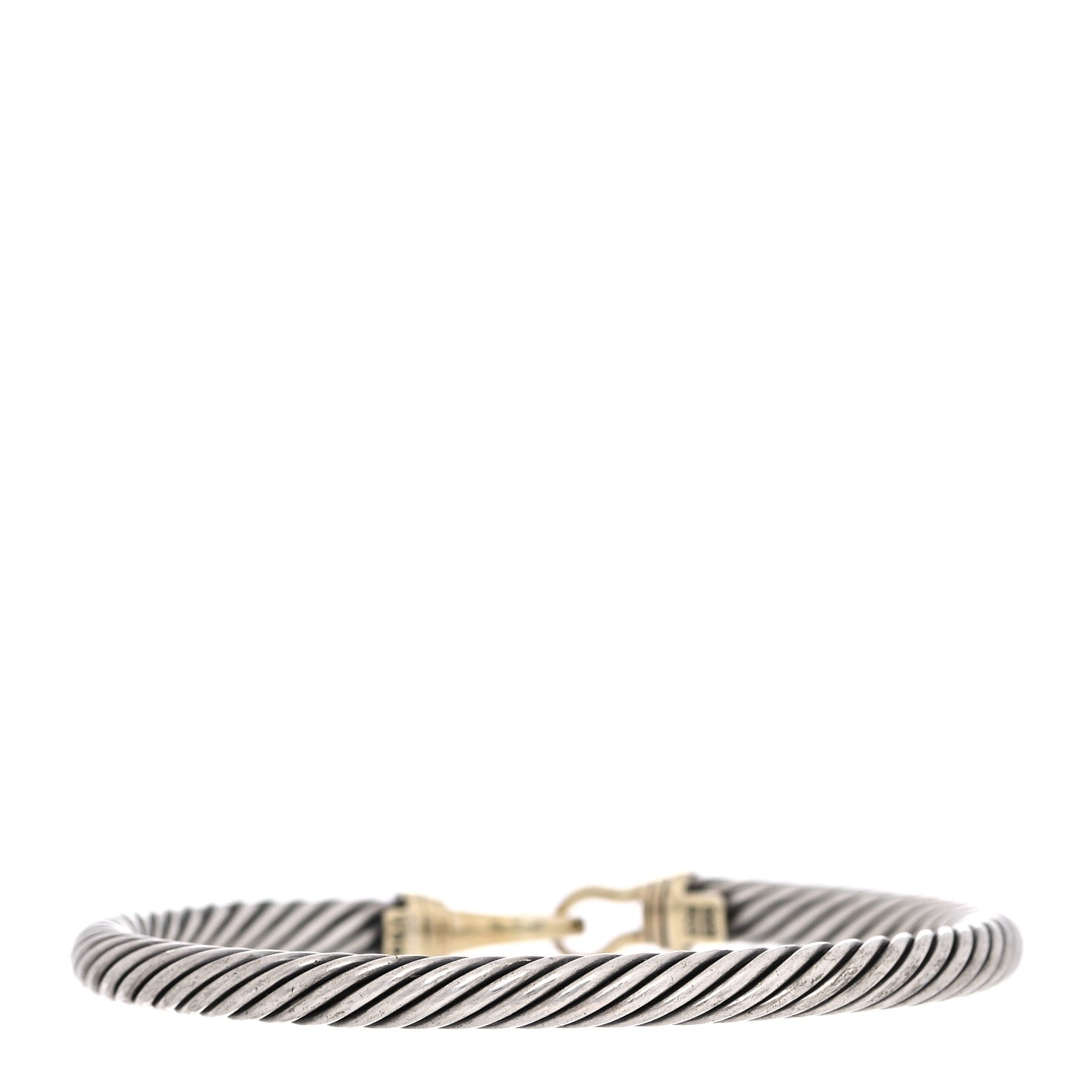 David Yurman Sterling Silver 14K Yellow Gold 5mm Cable Classic Buckle Bracelet 3 of 5