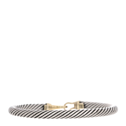 David Yurman Sterling Silver 14K Yellow Gold 5mm Cable Classic Buckle Bracelet 3 of 5