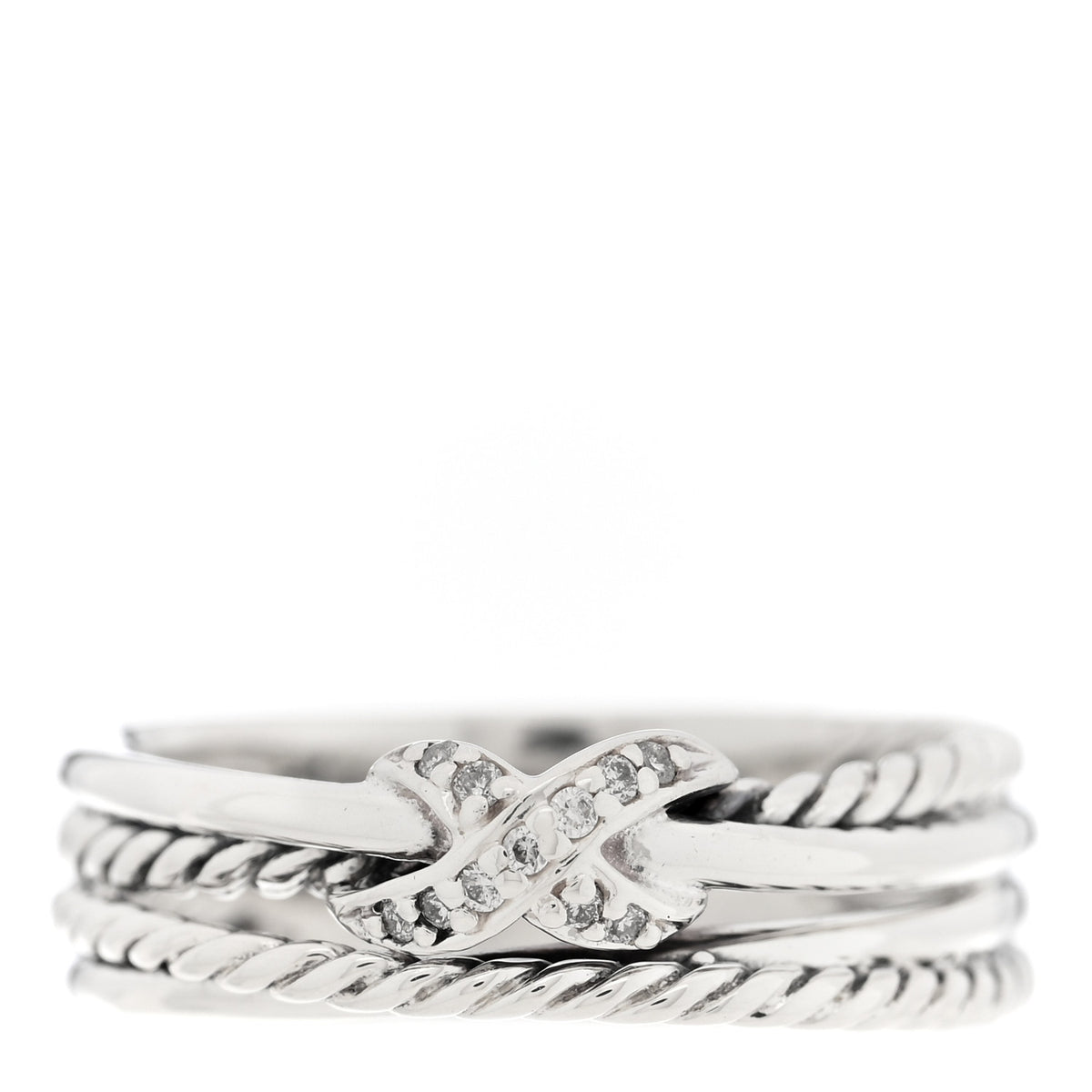 Sterling Silver Diamond X Crossover Ring 54 6.75