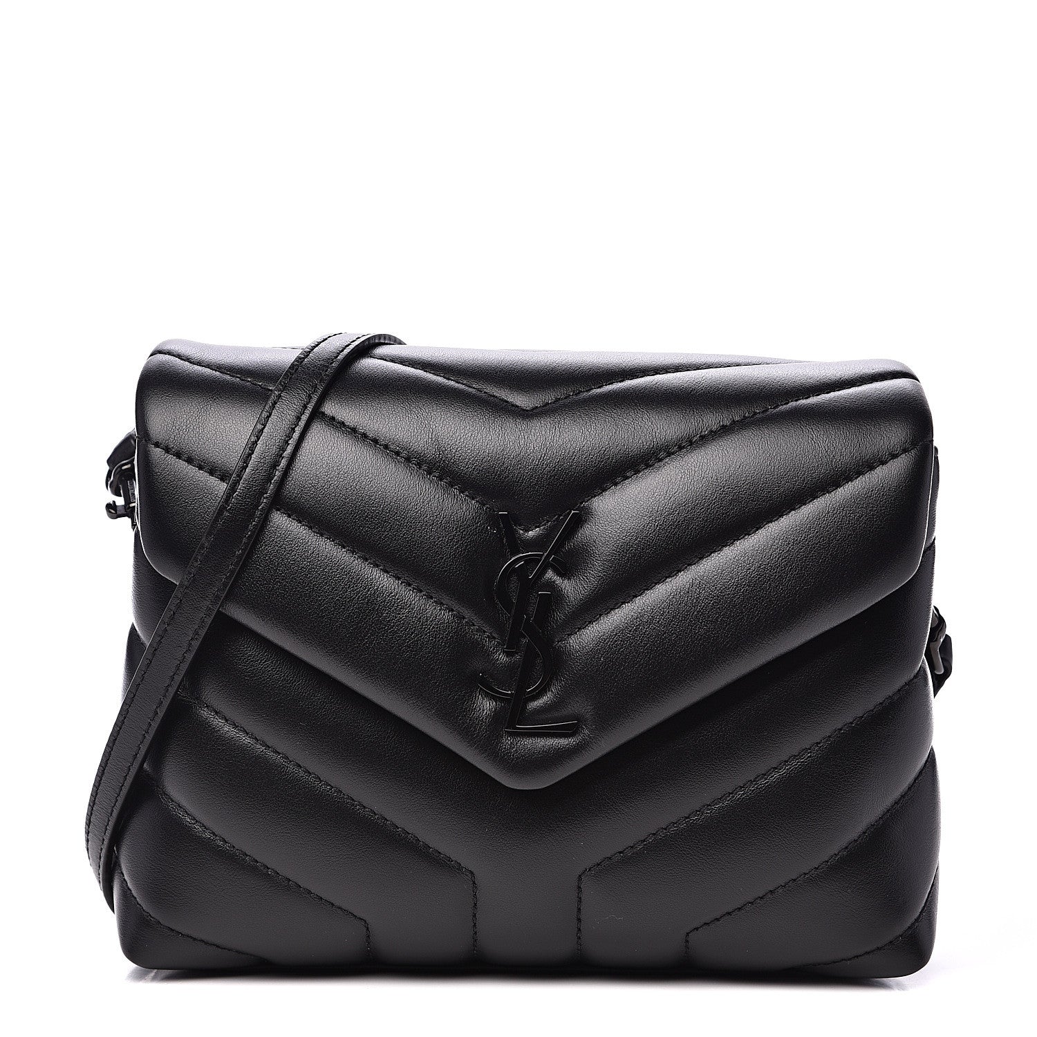 Saint Laurent Calfskin Y Quilted Monogram Toy Loulou Crossbody Bag Black 1 of 11