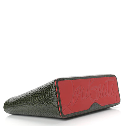 Christian Louboutin Calfskin Crocodile Embossed Spikes East West Cabata Tote Green 5 of 11