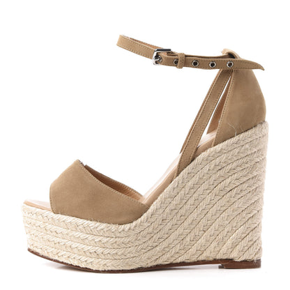 Hermes Suede Espadrille Wedge Sandals 37 1 of 8