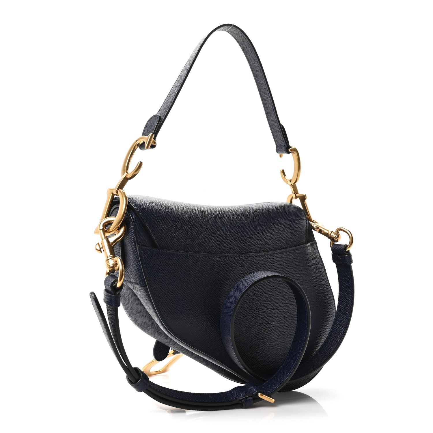 Christian Dior Grained Calfskin Saddle Bag With Strap Deep Ocean 3 of 10
