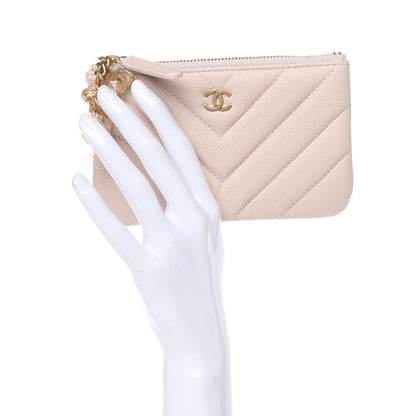 Chanel Caviar Chevron Quilted Small Ancient Greek Charms Cosmetic Case Light Pink 2 of 8