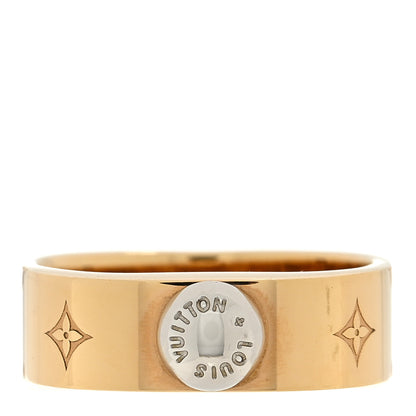 Louis Vuitton Brass Monogram Engraved Nanogram Ring M 50/5.25 Gold 1 of 5