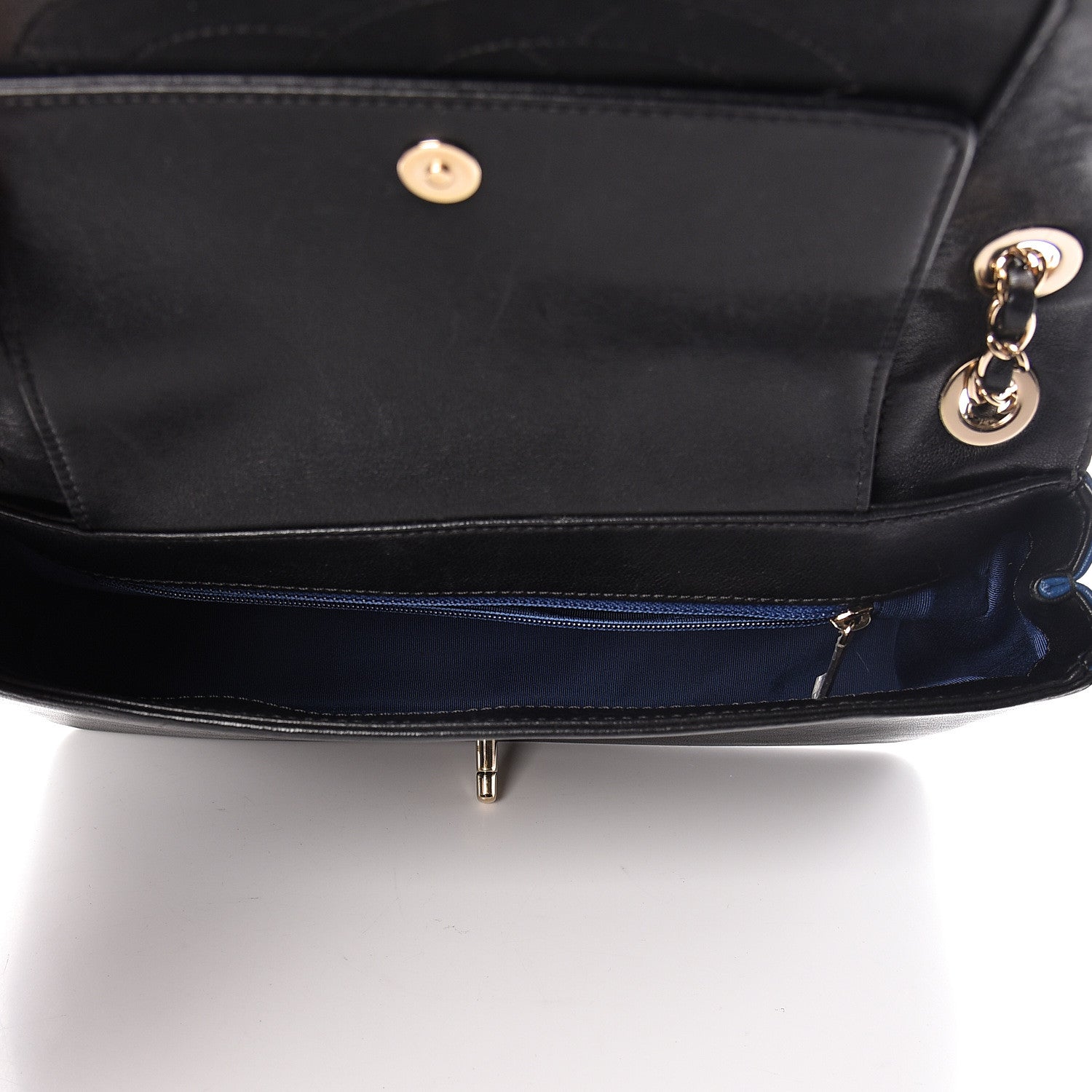Chanel Sheepskin Quilted Vintage Mademoiselle Flap Blue Black 5 of 19