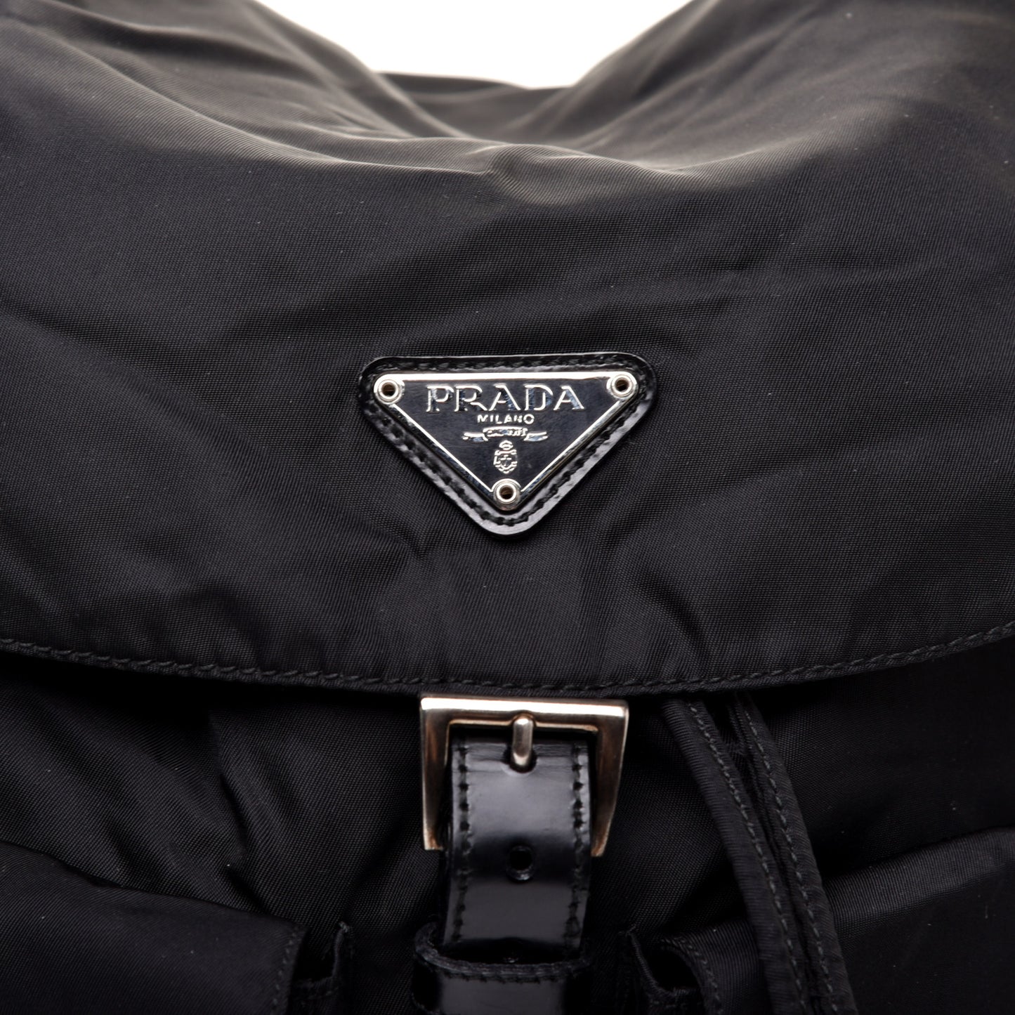 Tessuto Nylon Vela Saffiano Large Backpack Black