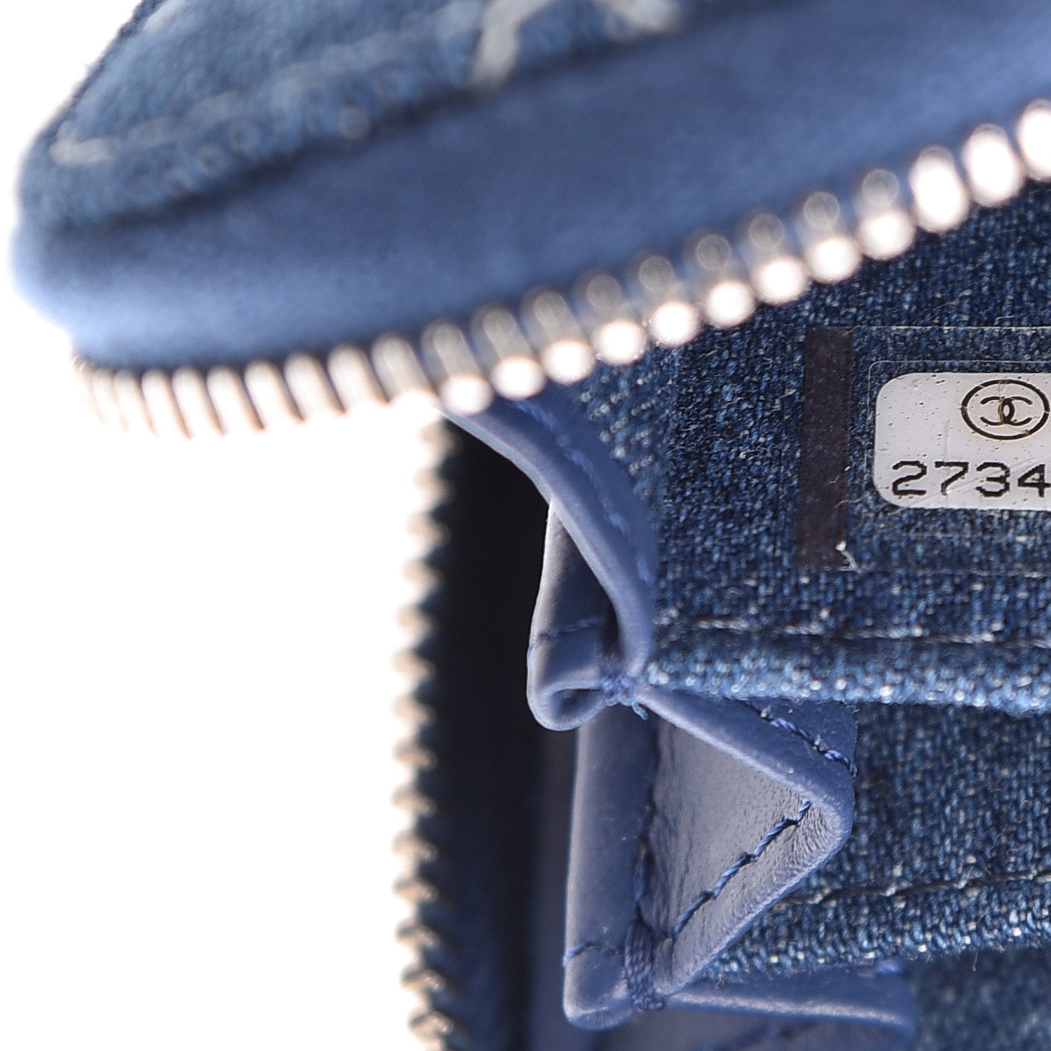 Chanel Denim Quilted Zip Coin Purse Blue 7 of 8