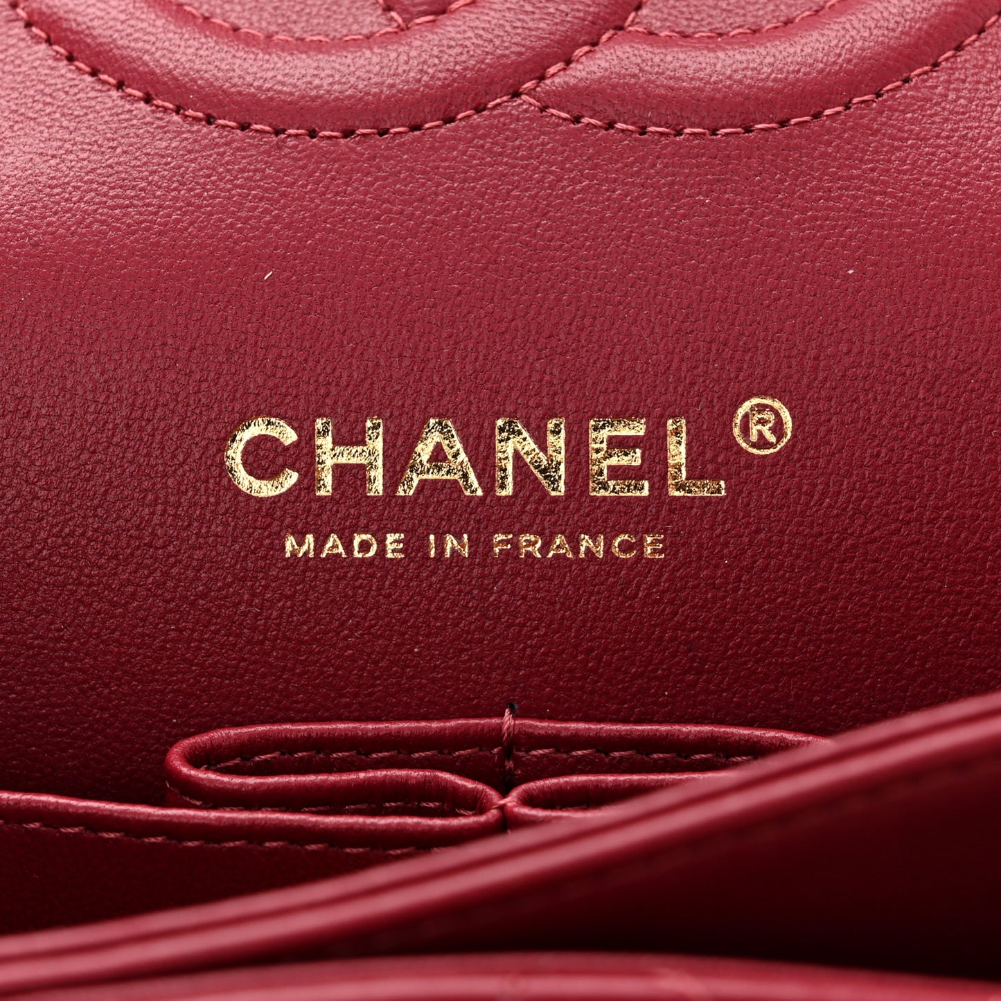 Lambskin Quilted Medium Double Flap Burgundy
