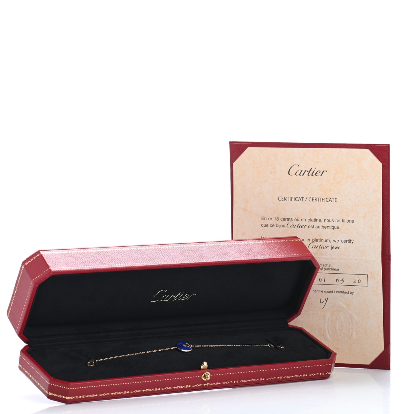 18K Yellow Gold Diamond Lapis Lazuli Amulette de Cartier Bracelet
