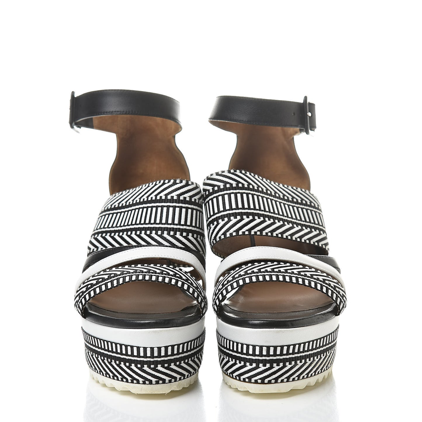 Toile Swift Roma Espadrille Wedge Sandals 37.5 Black White