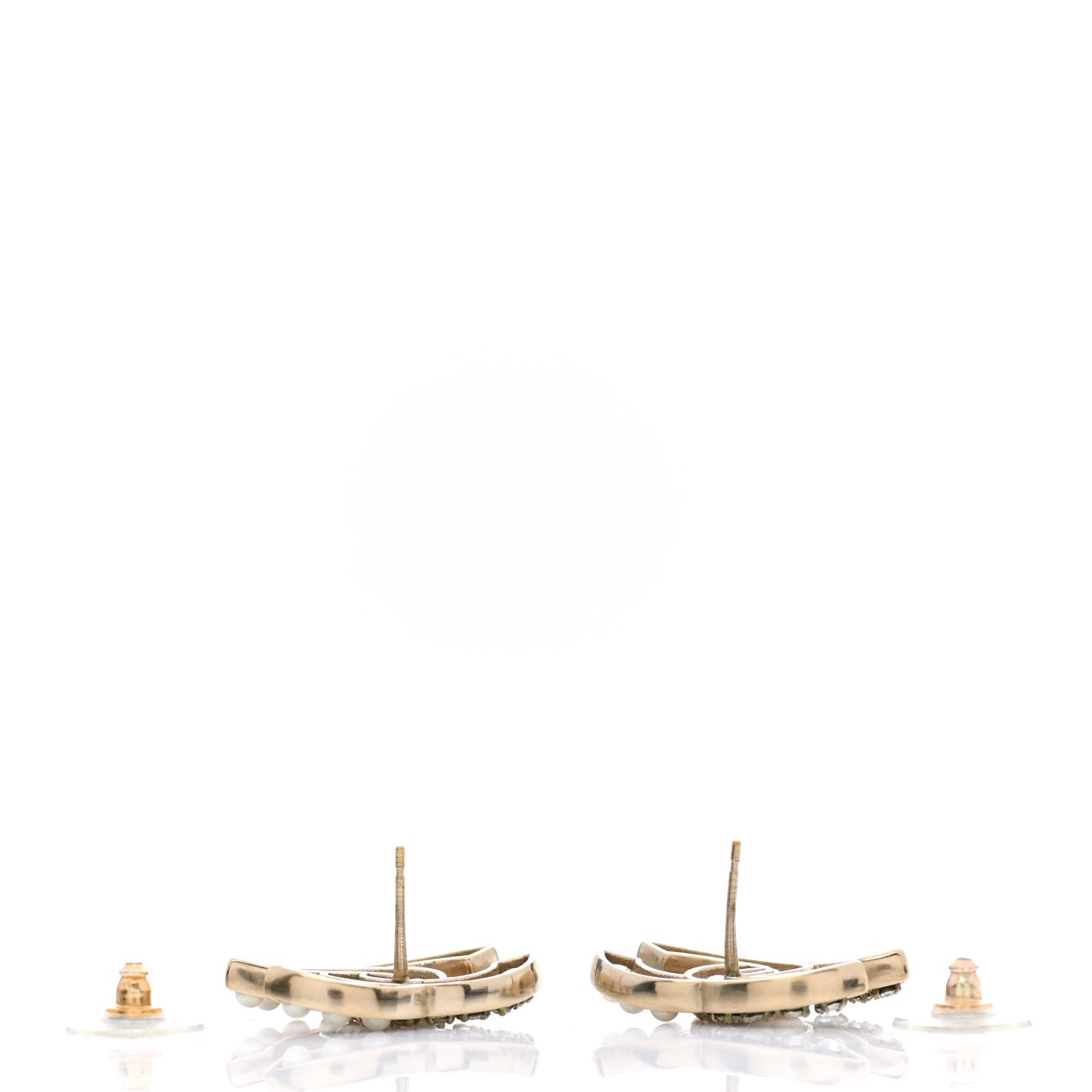 Crystal Pearl CC Earrings Gold